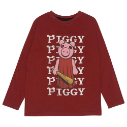 Piggy Boys basebollträ Långärmad T-shirt 5-6 år Burgundy Burgundy 5-6 Years