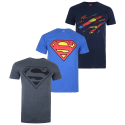 Superman Logo T-shirt för män (förpackning med 3) XL Marinblå/Blå/Grå Navy/Blue/Grey XL