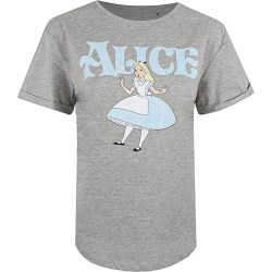 Alice In Wonderland T-shirt i bomull för dam/dam S Vintage Char Vintage Charcoal S