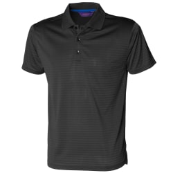 Henbury Mens CoolTouch Textured Stripe Polo Shirt XL Svart Black XL