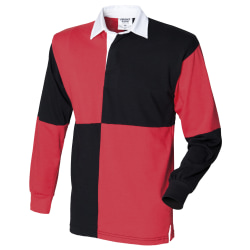 Front Row Quartered Rugby Sports Pikétröja XL Svart/Röd (Vit Black/Red (White collar) XL