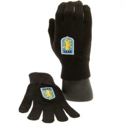 Aston Villa FC Stickade handskar för barn/barn One Size Svart Black One Size