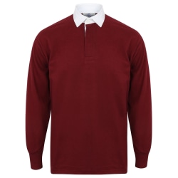 Front Row Långärmad Klassisk Rugby Polo Shirt S Deep Burgundy/ Deep Burgundy/White S