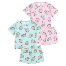 Pusheen Girls Cat Short Pyjamas Set (paket med 2) 11-12 år blå Blue/Pink 11-12 Years