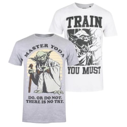 Star Wars Yoda T-shirt för män (förpackning med 2) XXL Grå/Vit Grey/White XXL