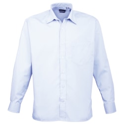 Premier Herr långärmad formell Vanlig Work Poplin Shirt 15 Ligh Light Blue 15