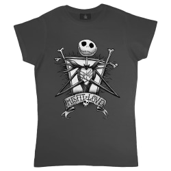 Nightmare Before Christmas Dam/Dam Misfit Love Fitted T-S Charcoal Grey/White S