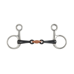 Shires Sweet Iron Horse Hanging Cheek Snaffle Bit 5.5in Silver/ Silver/Black 5.5in