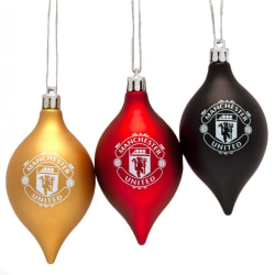 Manchester United FC Vintage Christmas Bauble (Pack of 3) One S Red/Gold/Black One Size