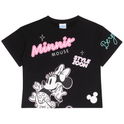 Minnie Mouse Girls Style Icon Be You Crop T-shirt 12-13 år B Black/White/Pink 12-13 Years