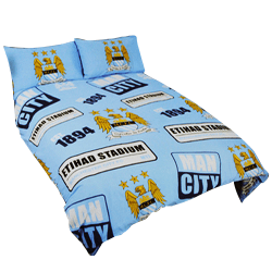 Manchester City FC Official Patch Football Crest Cover Be Sky Blue Single Bed
