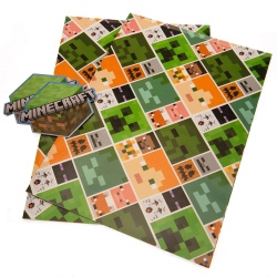 Minecraft presentpapper (paket med 2) En one size grön/orange/gr Green/Orange/Grey One Size