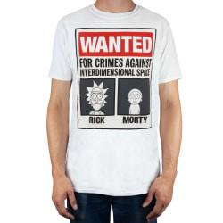 Rick And Morty Mens eftersökt affisch T-shirt L Vit/Svart/Röd White/Black/Red L