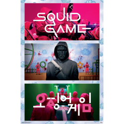 Squid Game Collageaffisch One Size Rosa/Blå/Grön Pink/Blue/Green One Size