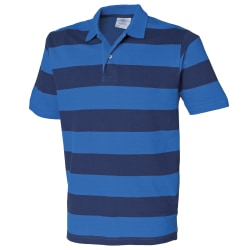 Front Row Herr Randig Pique Polo Shirt S Reg Blue/Marinblå Reg Blue/Navy S