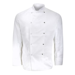 Dennys Mens Långärmad Chefs Jacka / Chefswear XS Vit White XS
