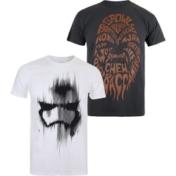 Star Wars T-shirt för män (paket med 2) M Vit/Svart/Orange White/Black/Orange M