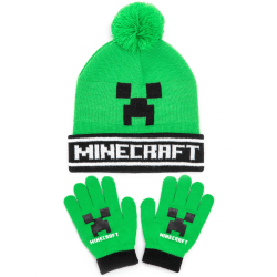 Minecraft Creeper Hat And Gloves Set One Size Grön/Svart Green/Black One Size