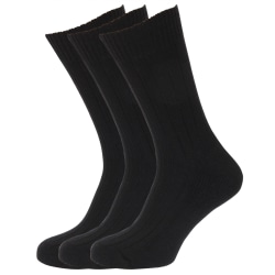 Ullblandningsstrumpor för män med ull vadderad sula (paket med 3) UK-sko Black UK Shoe 6-11, EUR 39-45