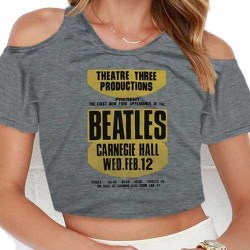 The Beatles Dam/Ladies Carnegie Hall Crop T-shirt L Grå Grey L