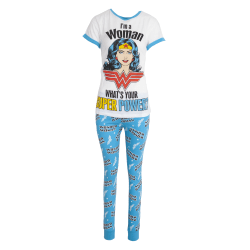 Wonder Woman Womens/Ladies set A Woman Bomullspyjamasset 8-10 U White/Blue 8-10 UK