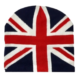 Män Storbritannien Union Jack Flag Winter Beanie Hat One Size N Navy/White/Red One Size