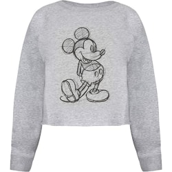 Disney Mickey Mouse Sketch Crop Sweatshirt för damer/damer L Heat Heather Grey L