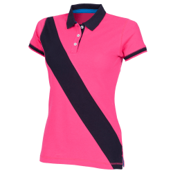Främre raden Dam/Dam Diagonal Stripe House Slim Fit Polo Shi Bright Pink/ Navy XS