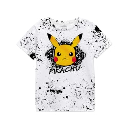 Pokemon Childrens/Kids Electrifying 025 Pikachu Splattered T-Sh White/Black/Yellow 7-8 Years