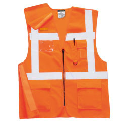 Portwest Mens Executive Zip Front Safety Hi-Vis Väst M Orange Orange M