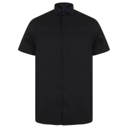 Henbury Kortärmad Stretch-skjorta för män XL Svart Black XL