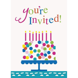 Unika festkonfetti-födelsedagsinbjudningar (paket med 8) One Size White/Multicoloured One Size