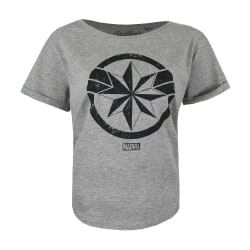 Captain Marvel Dam/Ladies Logo Marl T-Shirt S Sports Grey Sports Grey S