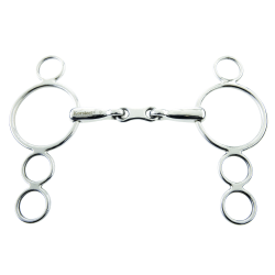 Korsteel rostfritt stål fransk länk 3-ring holländsk gag hästbett Silver 5.5in