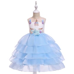 Kids Unicorn Mesh Kjol Tutu Kjol Performance Dress Tutu Dress blue 140cm