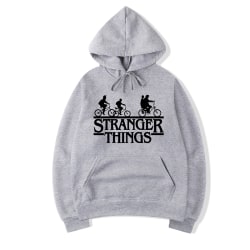 Stranger things tide brand hooded sweatshirt sport gym topp grey S