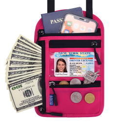 Multifunktionell grimma passhållare plånbok hals Stash påse rose red