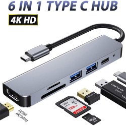 USB C Hub Multiport Adapter - 6 i 1 USB C To Adapter Sd/tf-kort