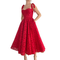 Lady sommar casual klänning hängslen sexig slim fit fest röd klänning red XL