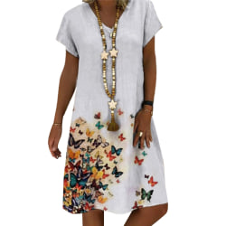 Printed klänning med tryck för kvinnor med retroklänning i gasfält white XL