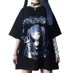 Gotisk T-shirt för kvinnor Löst streetwear Gotisk topp Harajuku S
