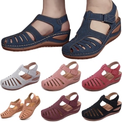 Damsandaler med ihålig stängd tå sommar vintage skor sandaler red 42