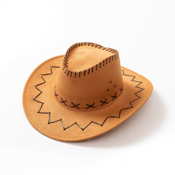 Western Cowboyhatt för män utomhus med bred brättad solhatt yellow