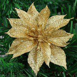 10st juldekoration konstgjord blomma glitter träddekor gold