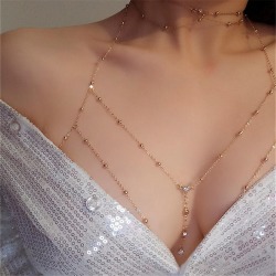 Halsband och hängen Sexig överdriven kroppskedja med diamant gold