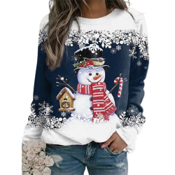 Kvinnor Julöverdelar Snowman Sweatshirts Långärmad Crewneck A XL