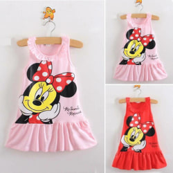 Toddler ärmlös Minnie mouse T-shirt liten fräsch klänning red 100cm