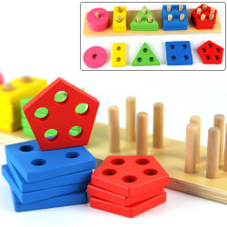 Montessori Leksaker Toddler present träblock sortering Stack lärande