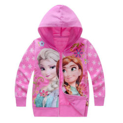 Frozen Girls Hoodie Jacka Cool Blue Sweatshirt Kläder Present Rose red 110cm