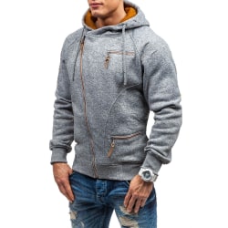 Luvtröja med dragkedja för män Comfort Sport Hooded Sweatshirt Comfort Pullover Light Grey 2XL